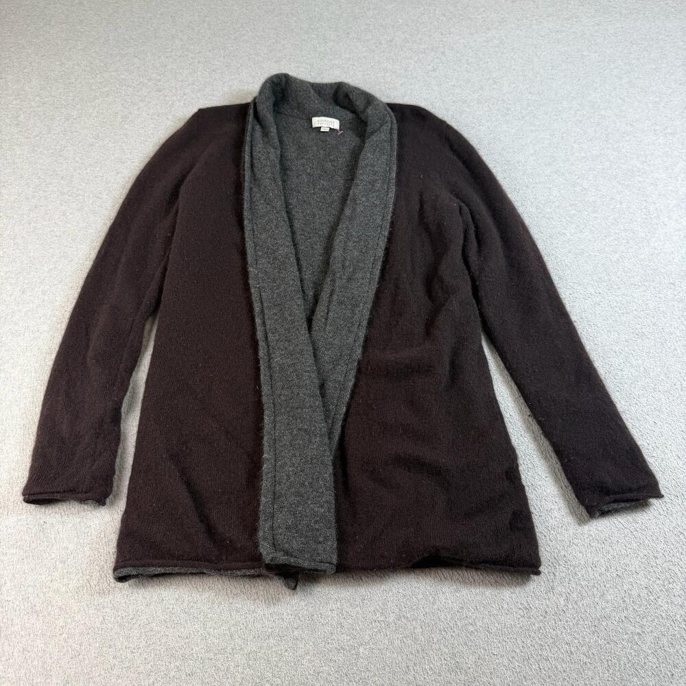 Kinross Cashmere Sweater Womens Medium Brown Cardigan Jacket Shawl Collar READ